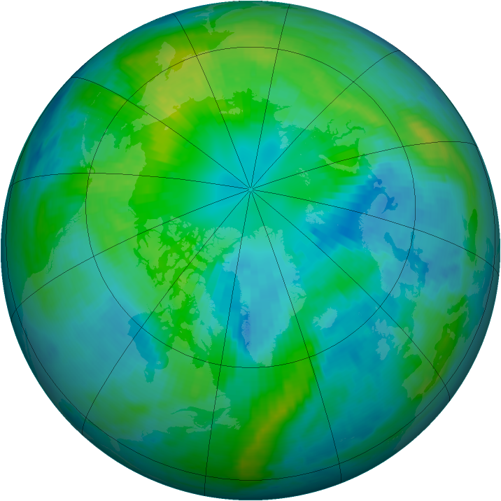 Arctic ozone map for 08 October 1998